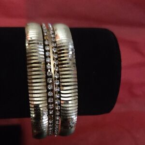 Elegant Gold and Rhinestone Women's Bracelet Stack